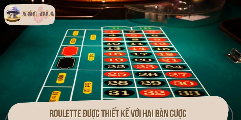 Roulette được thiết kế với hai bàn cược để người chơi lựa chọn vào tiền
