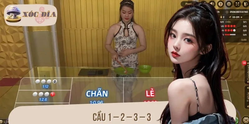 Cầu 1 – 2 – 3 – 3 nhịp cược tăng dần theo chuỗi, dễ đoán nếu quan sát kỹ